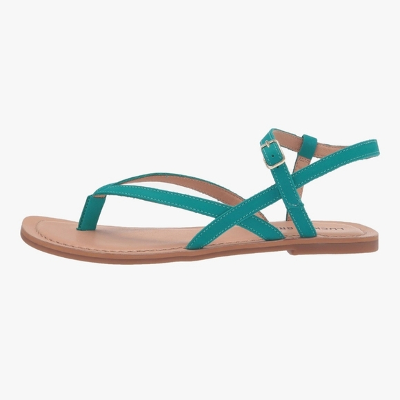 Lucky Brand Teal Blue Suede Bylee Strappy Thong Sandals - Picture 2 of 7